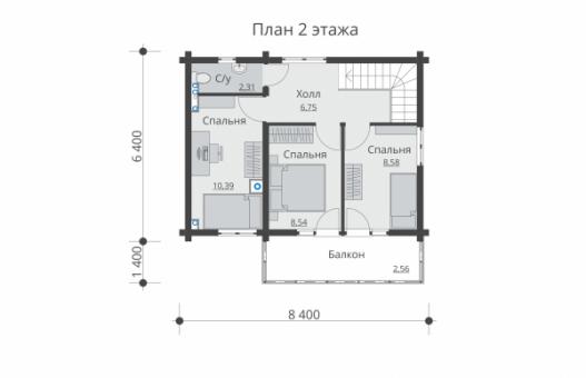 Проект индивидуального двухэтажного жилого дома с балконом